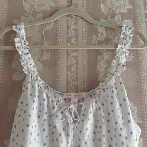 Oscar de la Renta Women's White and Blue Pajama Set